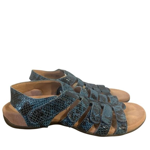 Vionic Harissa Indigo Blue Snakeskin Leather Gladiator Flat Comfort Sandal sz 7M - Picture 2 of 6